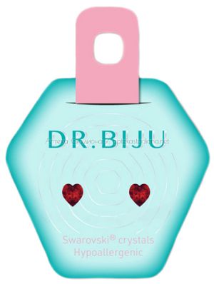 Хипоалергични обеци "Dr.Biju" - Heart Light Siam 5.5 мм 